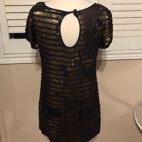 French Connection sequin tunic dress gold and navy - Picture 2 of 3